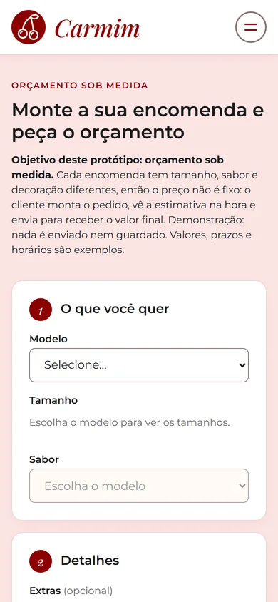 O mesmo protótipo no celular